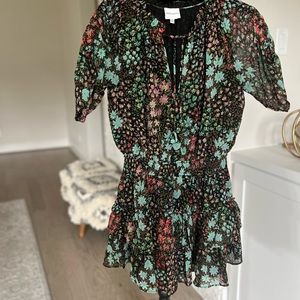 Black floral mini dress. Size M. Runs small in my opinion. I am 5’3” 115lbs